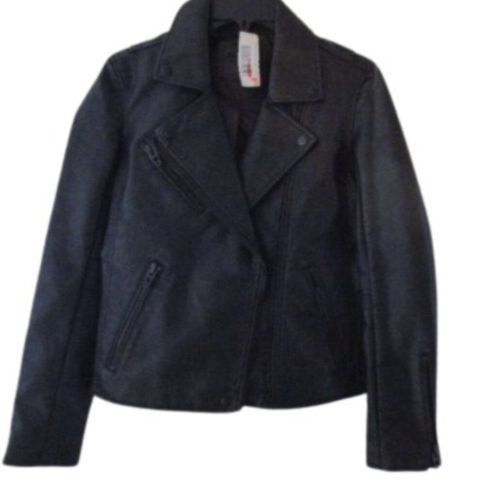 BLANK NYC Women's Black Faux Leather Moto Biker Jacket in Size XS